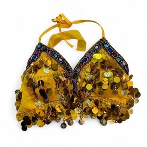 Yellow Sequin Halter Top